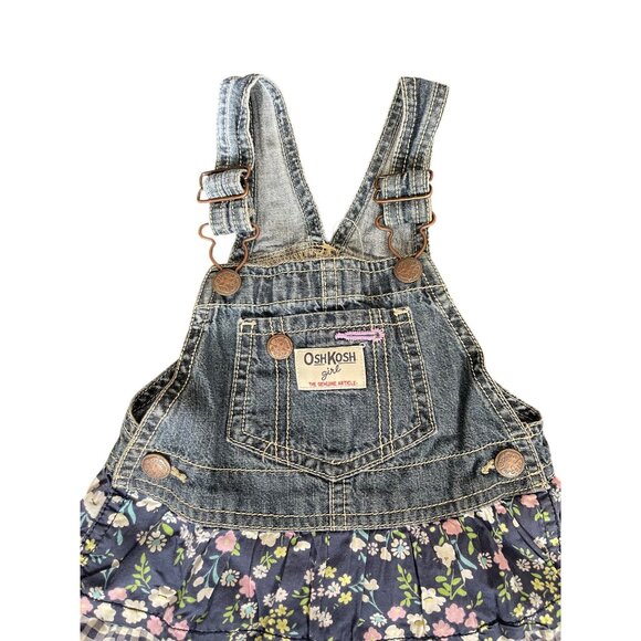 OshKosh BGosh Girls Denim Patchwork Overall Dress Size 3T - Picture 2 of 7